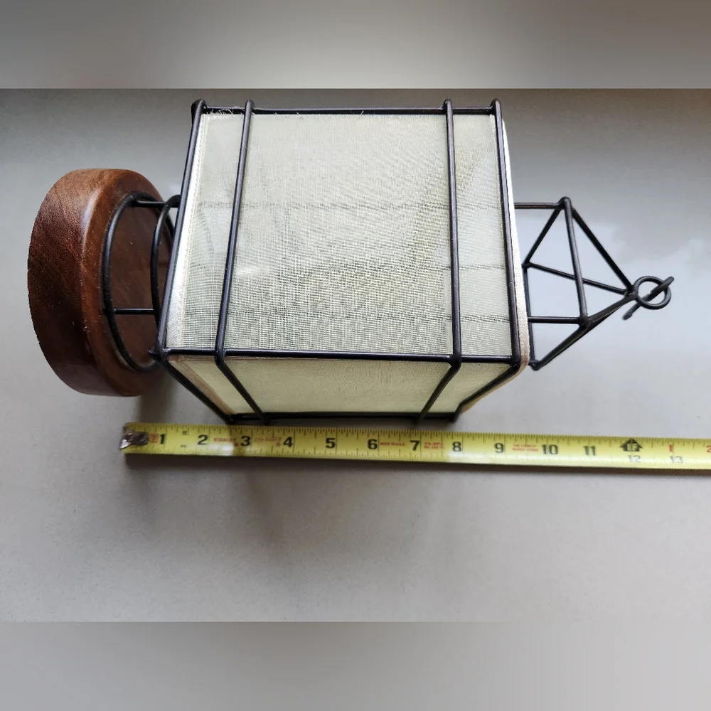 Pottery Barn Organdy Willow Lantern Metal Frame with Fabric Insert With Candle